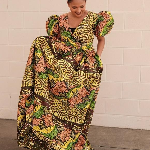 Women African print full length maxi dress - Picture 5 of 7